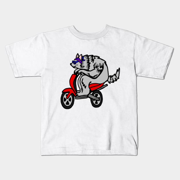 Cool Scooter wolf Kids T-Shirt by imphavok